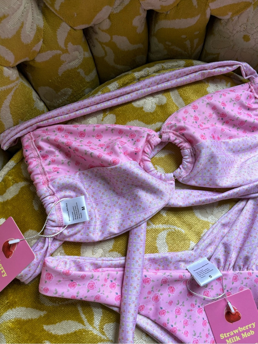 Strawberry Milk Mob Pink Floral Bikini Set - Picture 4 of 4